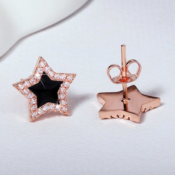 NEW! Rose Gold Star Crystal Earrings - Picture 4 of 4